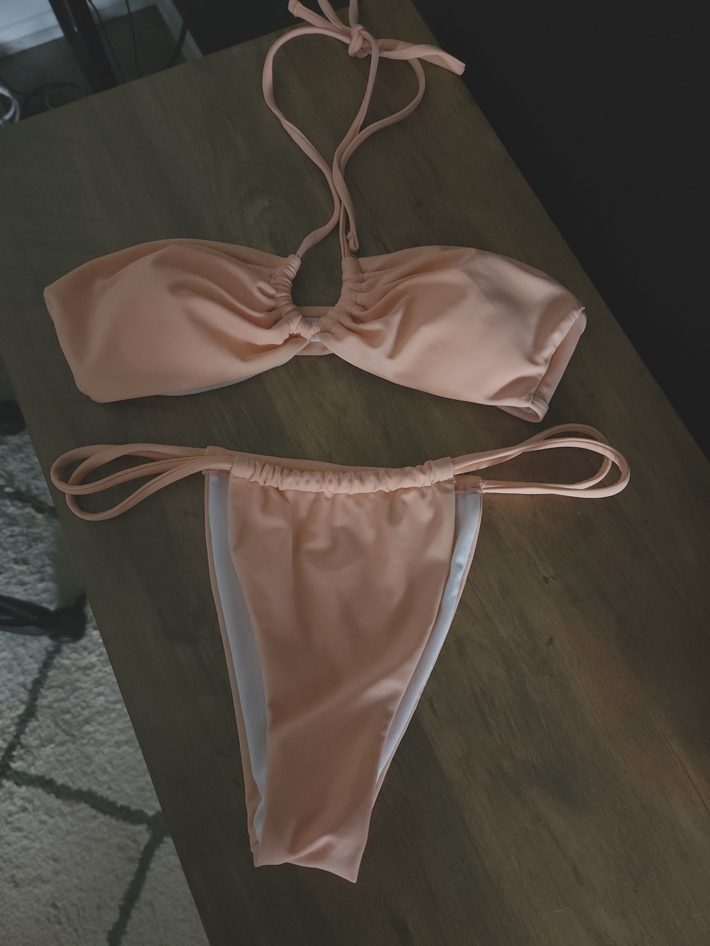 SHEIN Peach Halter String Bikini Set NWOT Size Small